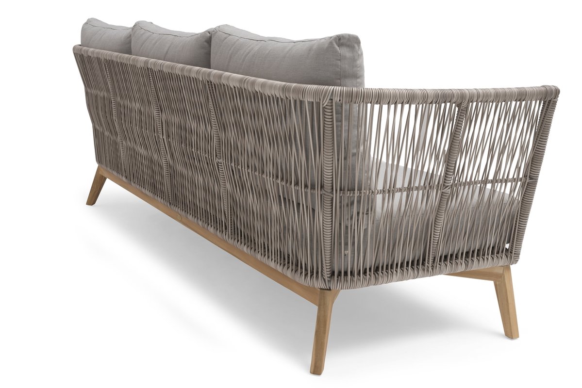 Himmelsnäs 3-Sitzer Sofa Teak/Polyrattan-Geflecht beige, inkl. Kissen