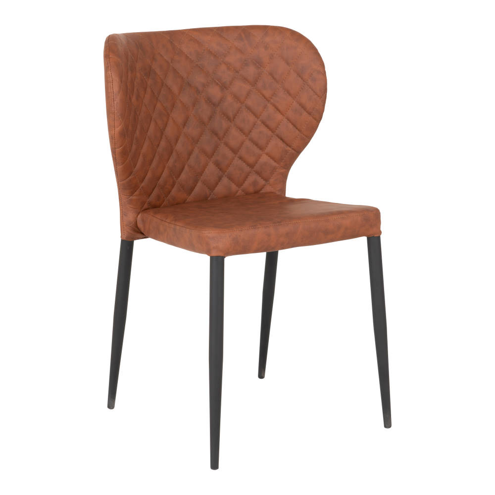 Pisa Esszimmerstuhl Kunstleder vintage-braun mit schwarzen Metallbeinen