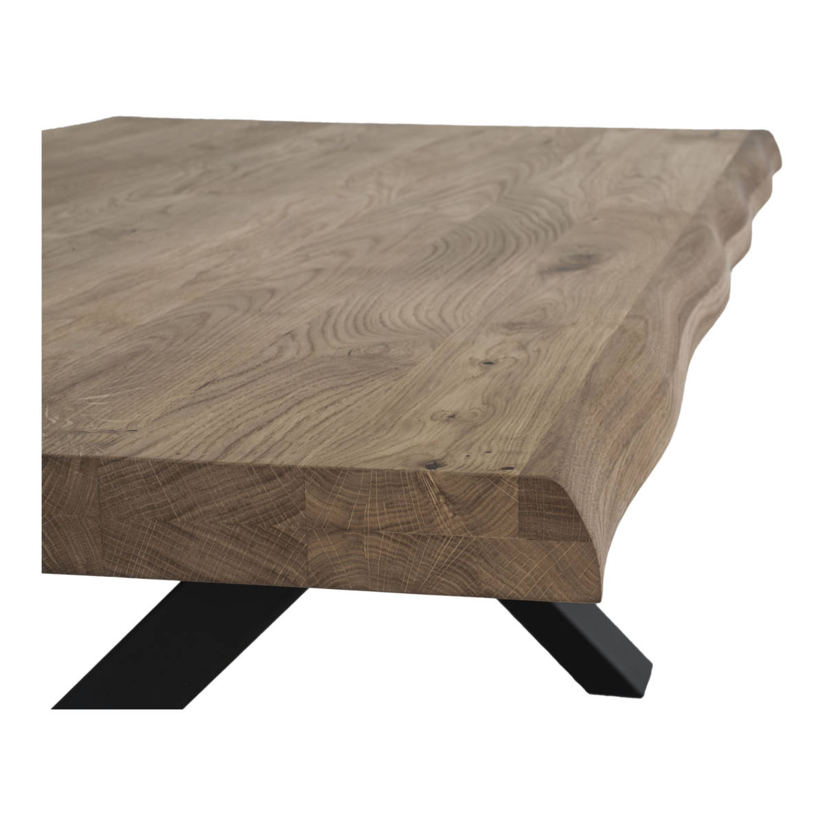 Toulon Couchtisch Eiche massiv geölt 120x70 cm mit Metallbeinen